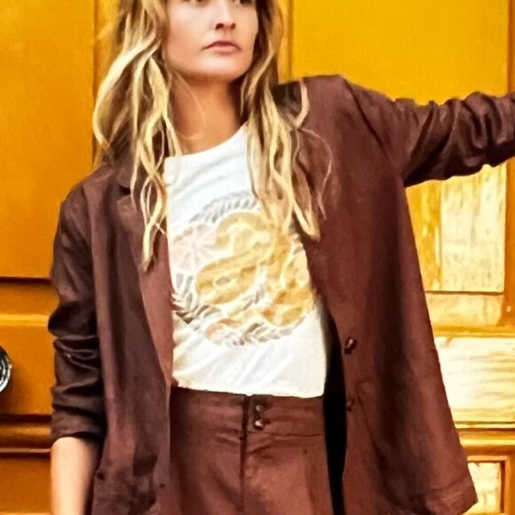 Marine Layer Flora Hemp Blazer in Pinecone Size L - Picture 1 of 11